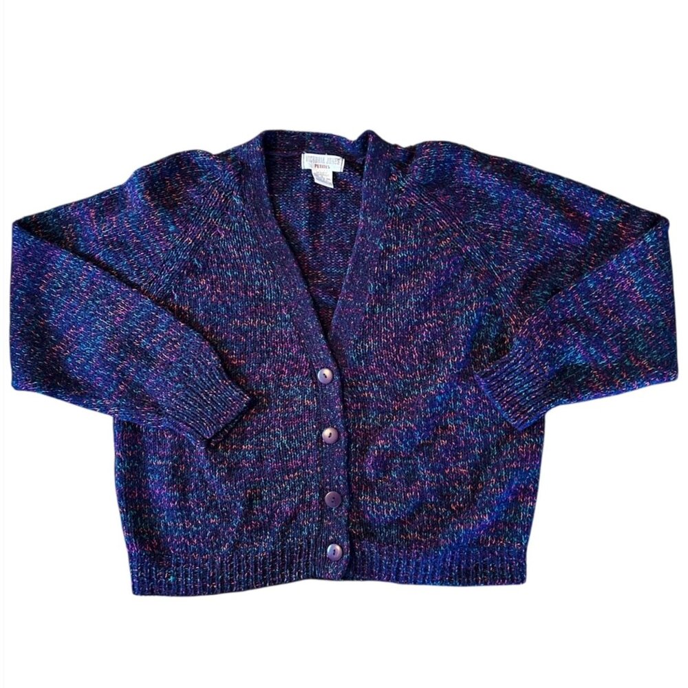 Vintage Victoria Jones Vibrant Retro Speckled Cardigan Sweater PL